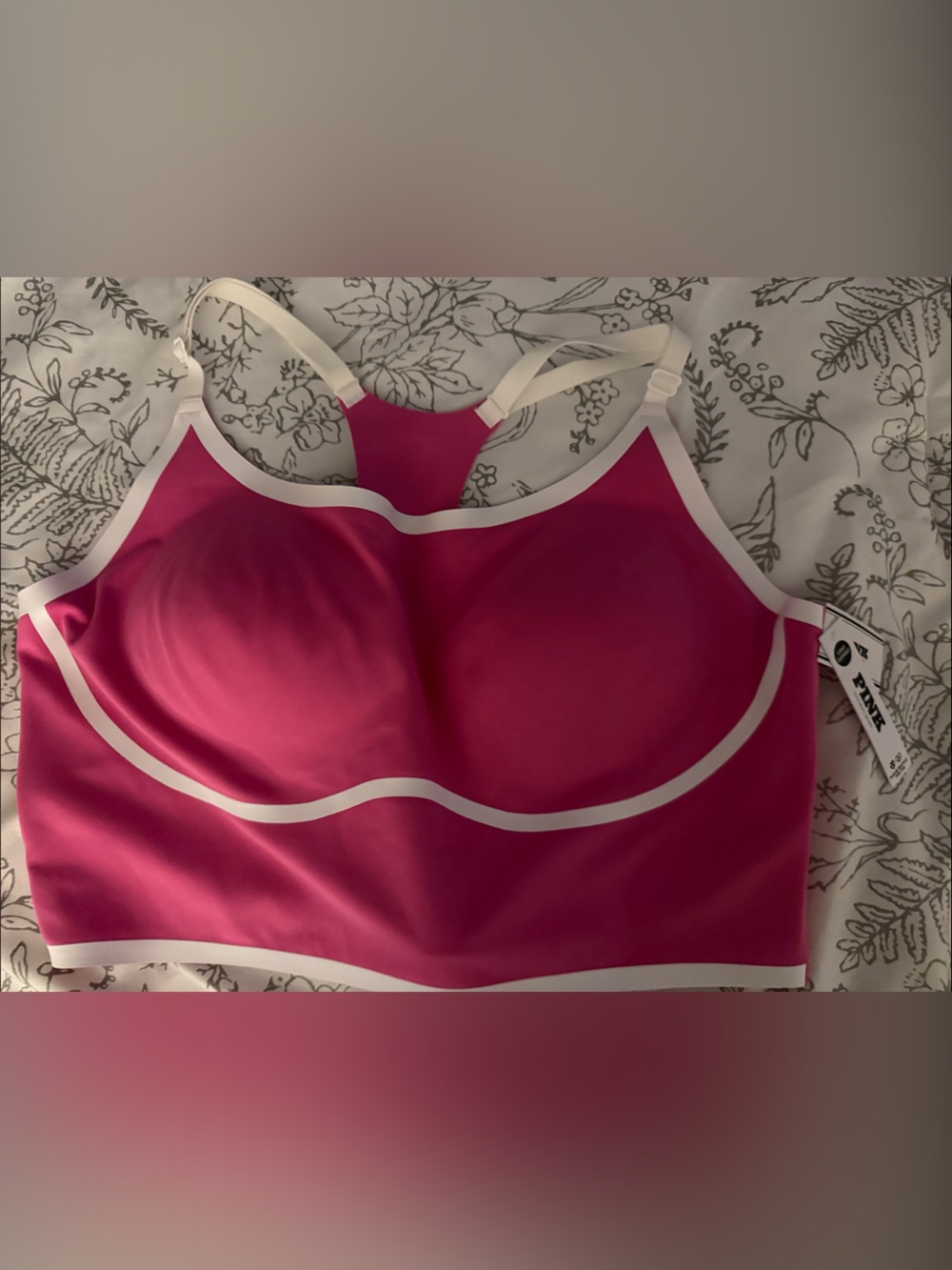 PINK Victoria's Secret Fuchsia Bralette with White Trim